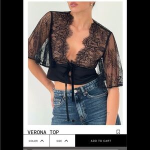 Versona Sheer Black Lace Crop Top